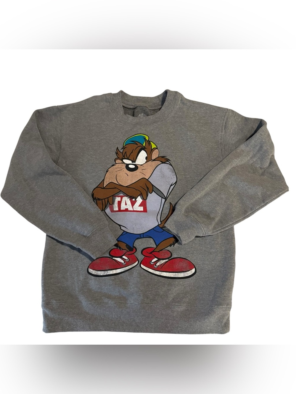 Warner Bros. Gray Taz Crewneck Sweatshirt with Red Shoes